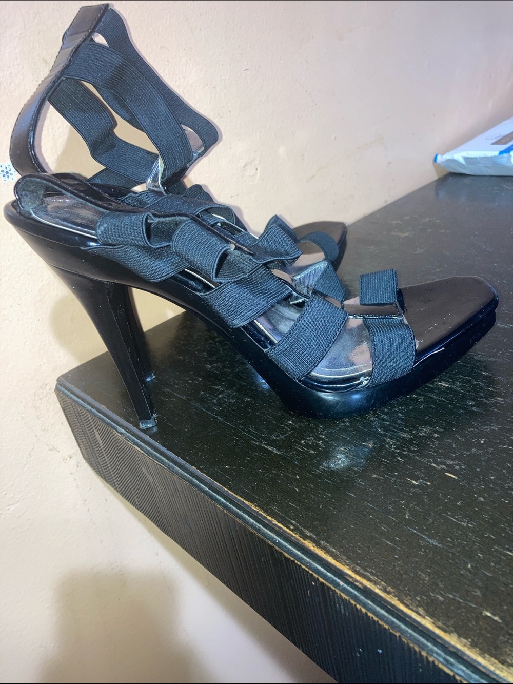 Aldo Black Strappy Stiletto Heels